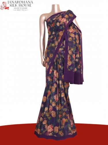 Exclusive Floral Pure Crepe Silk Saree